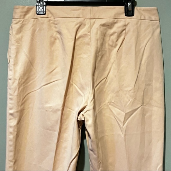 Oscar by Oscar De La Renta Flat Front Cotton Straight Leg Cream w Pink Hue Sz 14 - Picture 5 of 11